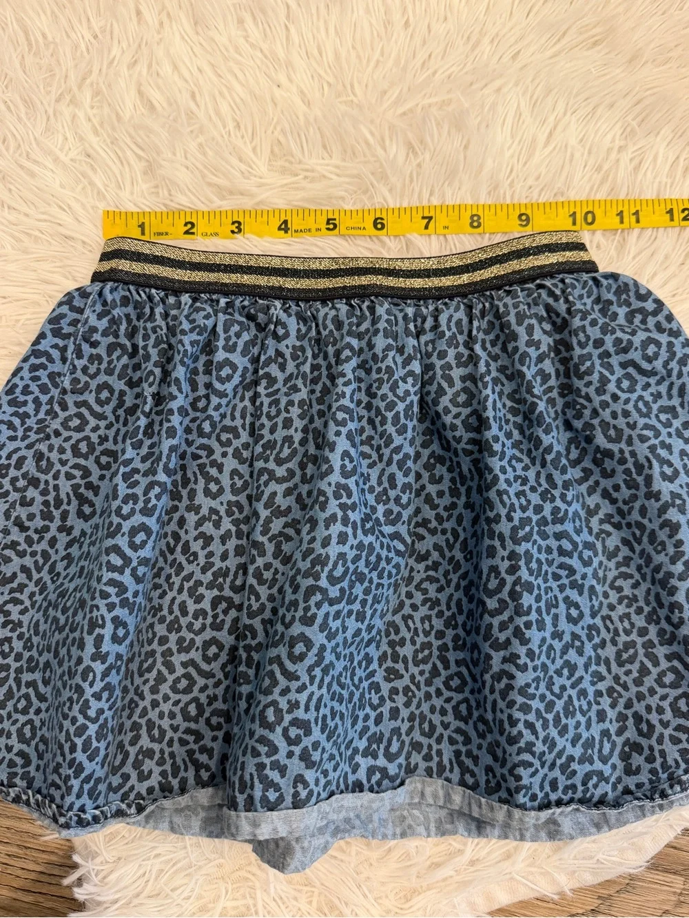 Crewcuts Girls Skirt Leopard Denim 6 7 Cheetah Animal Print